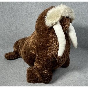SeaWorld Walrus Plush Stuffed Animal‎ Brown 10" Soft Toy Faux Fur Tusks Zoo Sea